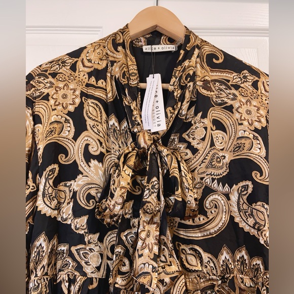 NWT $595 Alice Olivia Opal Paisley Balloon-Sleeve Tunic Minidress - Picture 7 of 8